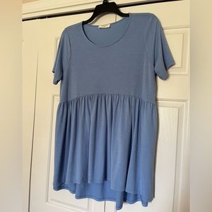 Zenana Blue Tee Shirt, Size 1X